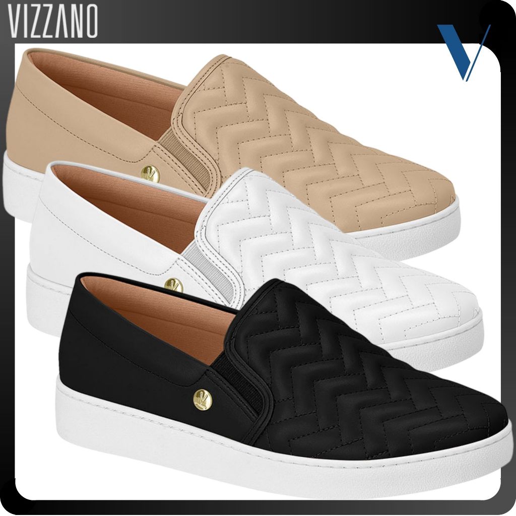 Tênis Sapatênis Slip-On Vizzano Clássico Casual Dia Dia Confortável Leve Bonito Barato
