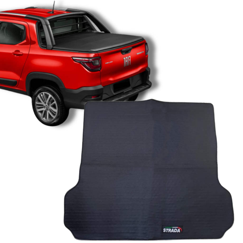 Tapete para Porta Malas Fiat Strada Cabine Dupla Volcano Adventure 2020 a 2026 Tapete Emborrachado