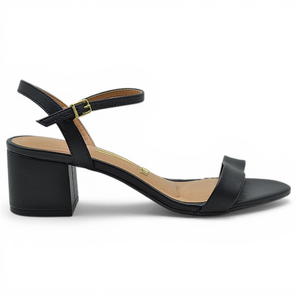 Sandalia Vizzano Feminina Salto Grosso Medio Palmilha Comfy Fivela Original