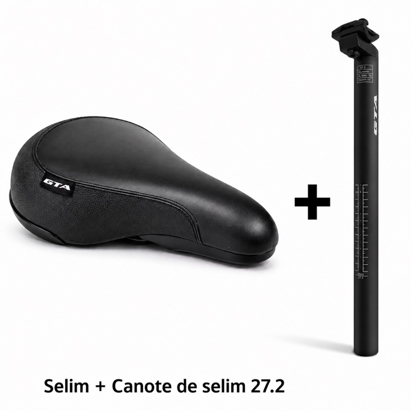 Selim GTA Modelo DDK + Canote 27.2mm Canote Com Carrinho Bicicleta Bike Freeride MTB Urban DH Grau