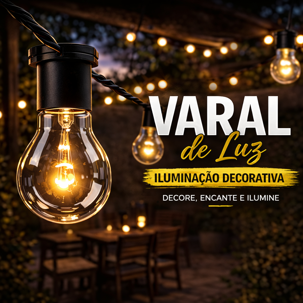 Varal de Luz Festa Junina 5m Iluminação Decorativa Retrô Bivolt Luminária Cordão Decoração Ambiente