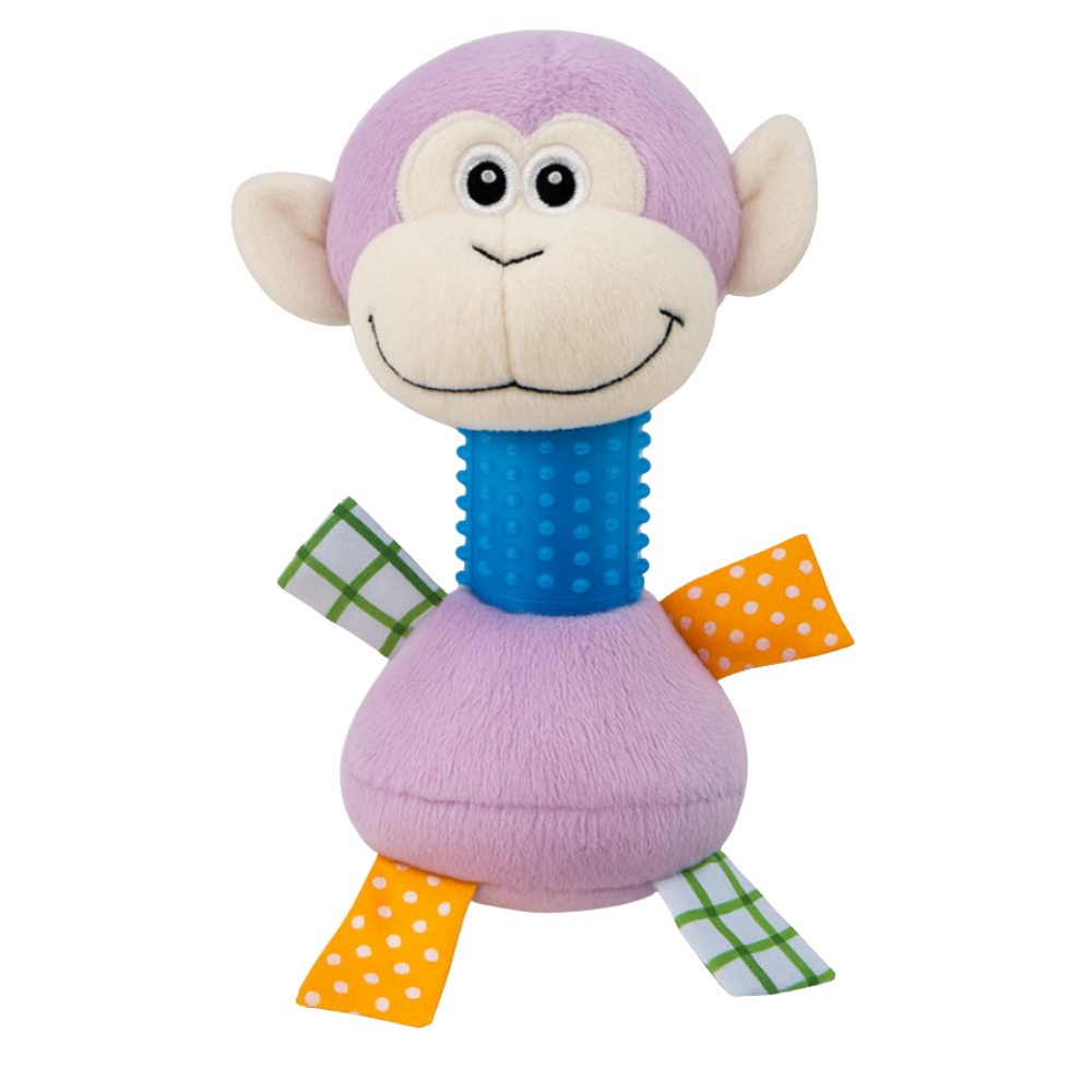 Pelúcia Macaco Roxo Para Cães - Brinquedo com Mordedor e Apito Sonoro para Cachorro - Savana Pet