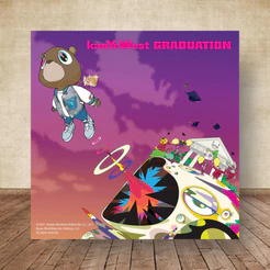 Quadro Placa Decorativa Kanye West hip-hop Rap Albuns Disco LP decoração 012