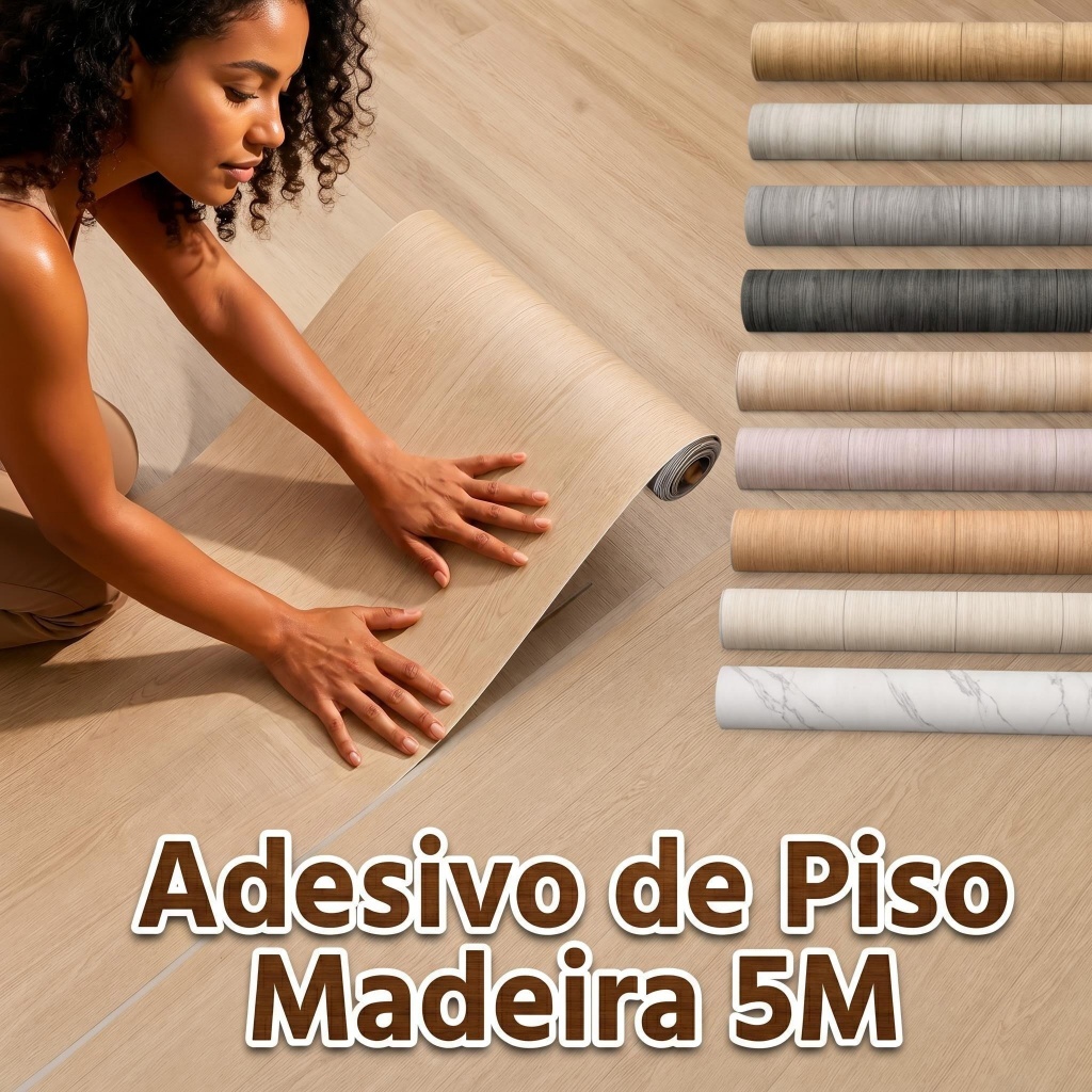Adesivo de Piso PVC Autocolante Textura Madeira Alta Qualidade | 5m×61cm | Ideal para Ambientes Internos