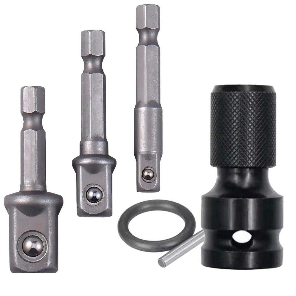 Kit Adaptador Soquete Parafusadeira Chave Impacto 4 Peças