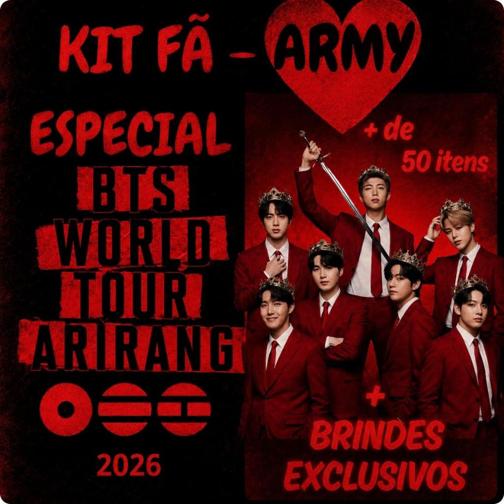 Kit FÃ BTS – TOUR ARIRANG LEQUE BTS REDONDO ABANADOR KPOP kit BTS – | +50 ITENS | FANMADE KPOP