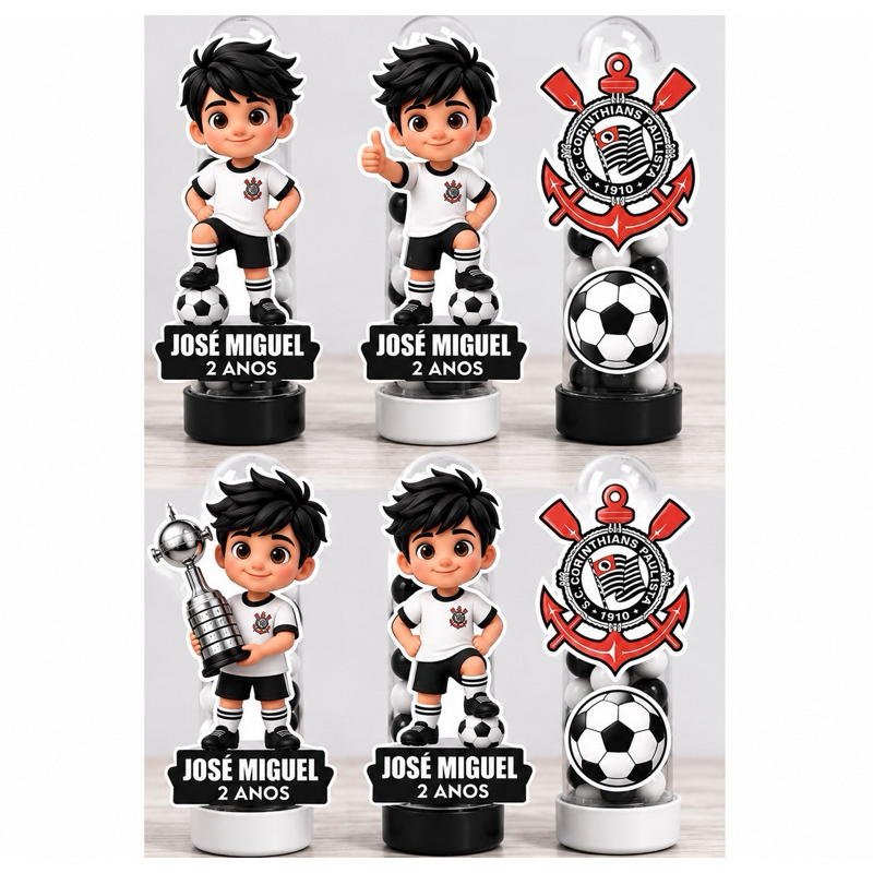 24 apliques para tubetes Futebol Corinthians todos os temas lembrancinha de aniversário