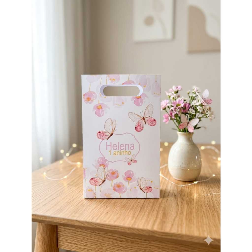 PEGUE E MONTE-Sacolinha Borboleta Personalizada  Lembrancinha Festa Infantil Sacola Surpresa