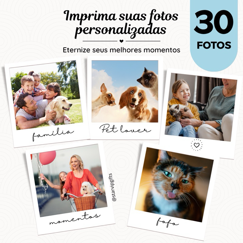 KIT COM 30 FOTOS MINI PERSONALIZADAS FULL HD - PRESENTE ENVIO RAPIDO