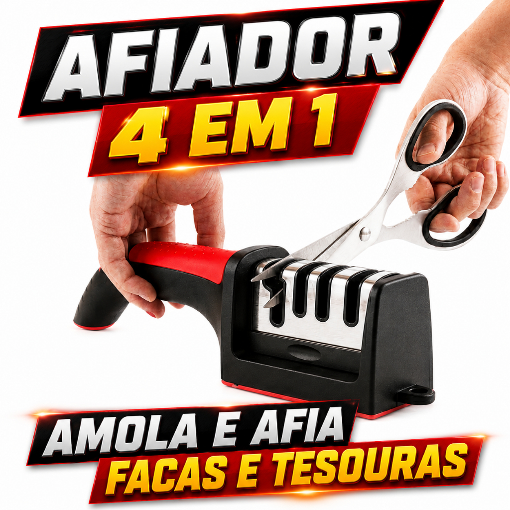 Afiador de Facas e Tesoura 4 Estágios Profissional 4 em 1 Amolador de Faca Aço Inoxidável