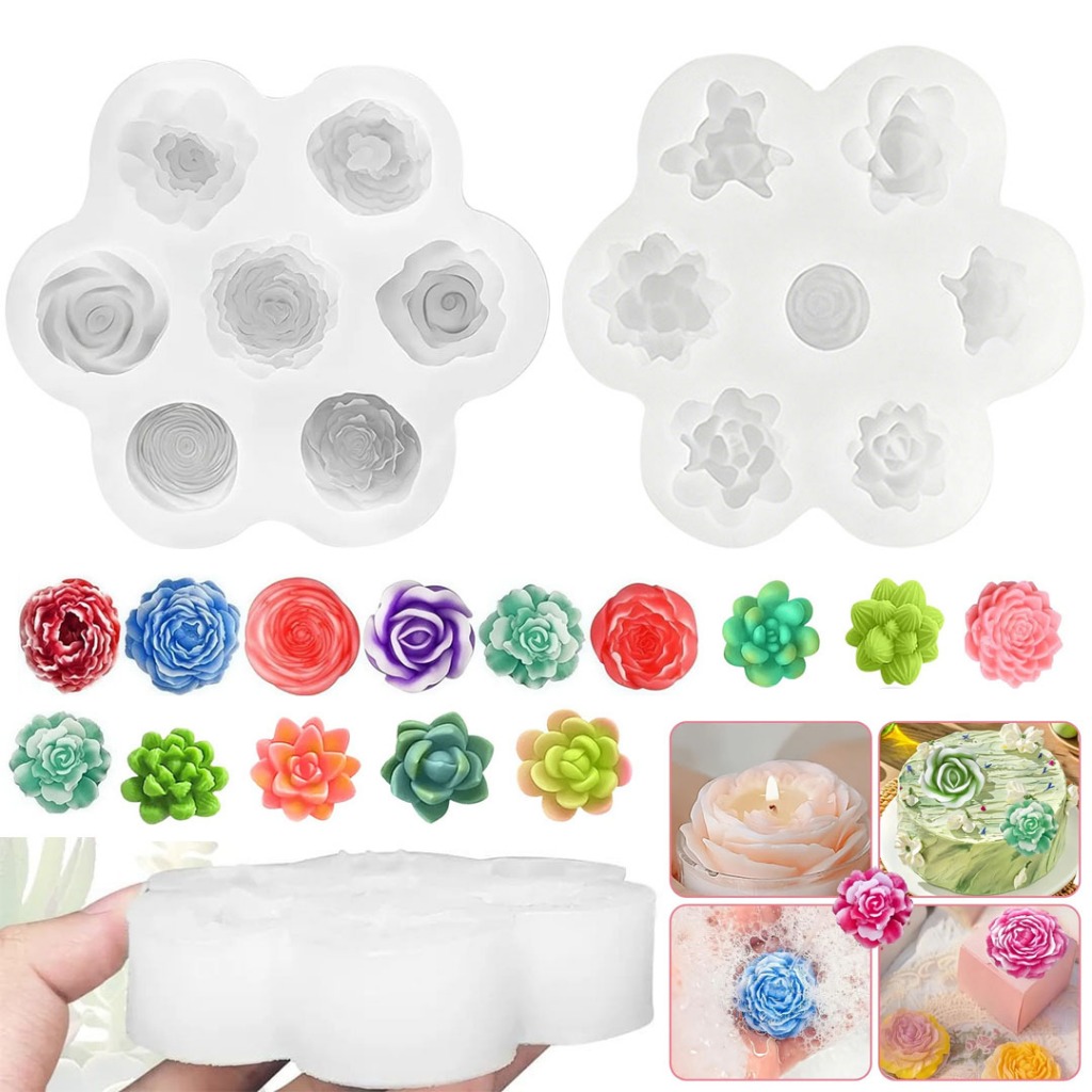 Molde de Silicone Suculentas Molde +Em Forma De Rosa De Gesso E Silicone para assar, sabonete