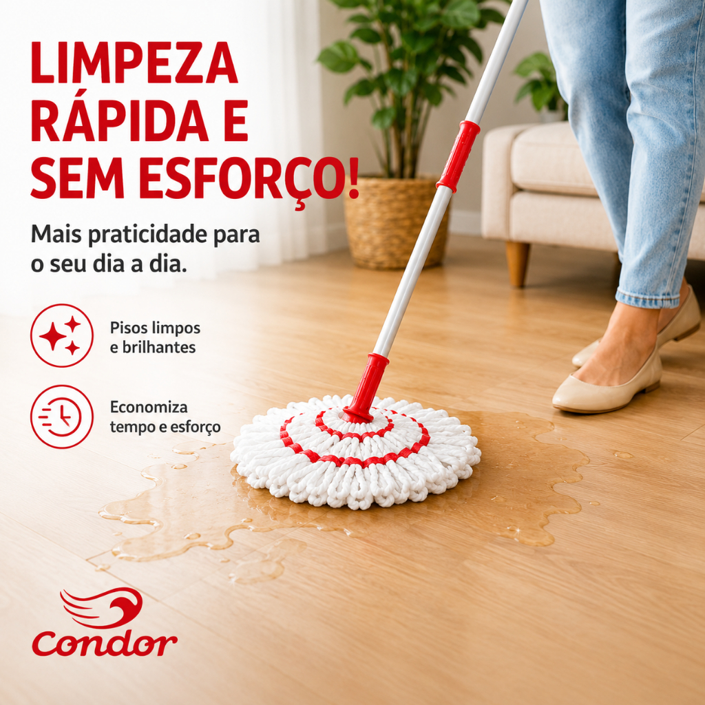 MOP AUTOTORÇÃO ESFREGÃO LIMPEZA GERAL CONDOR ECONÔMICO