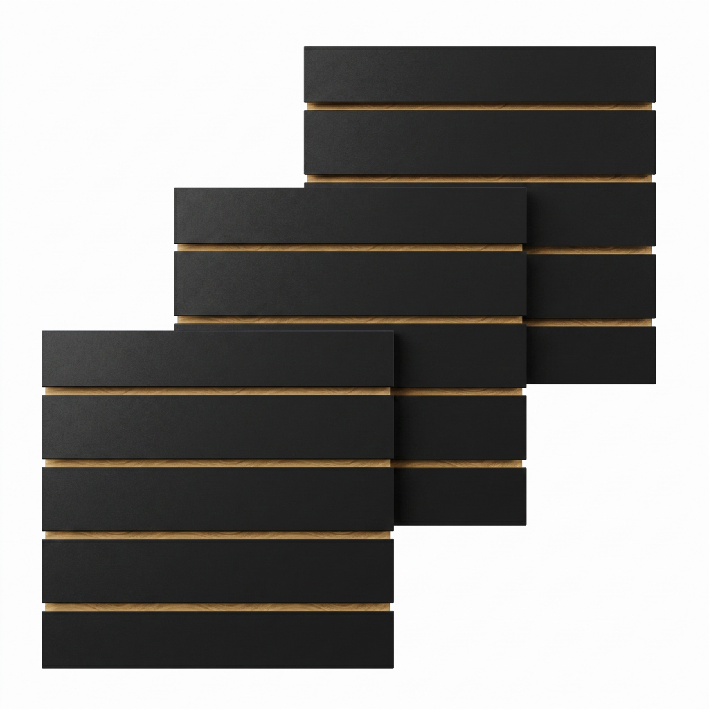 Kit 3 Painel Canaletados para parede em MDF 60x60 Preto painel expositor