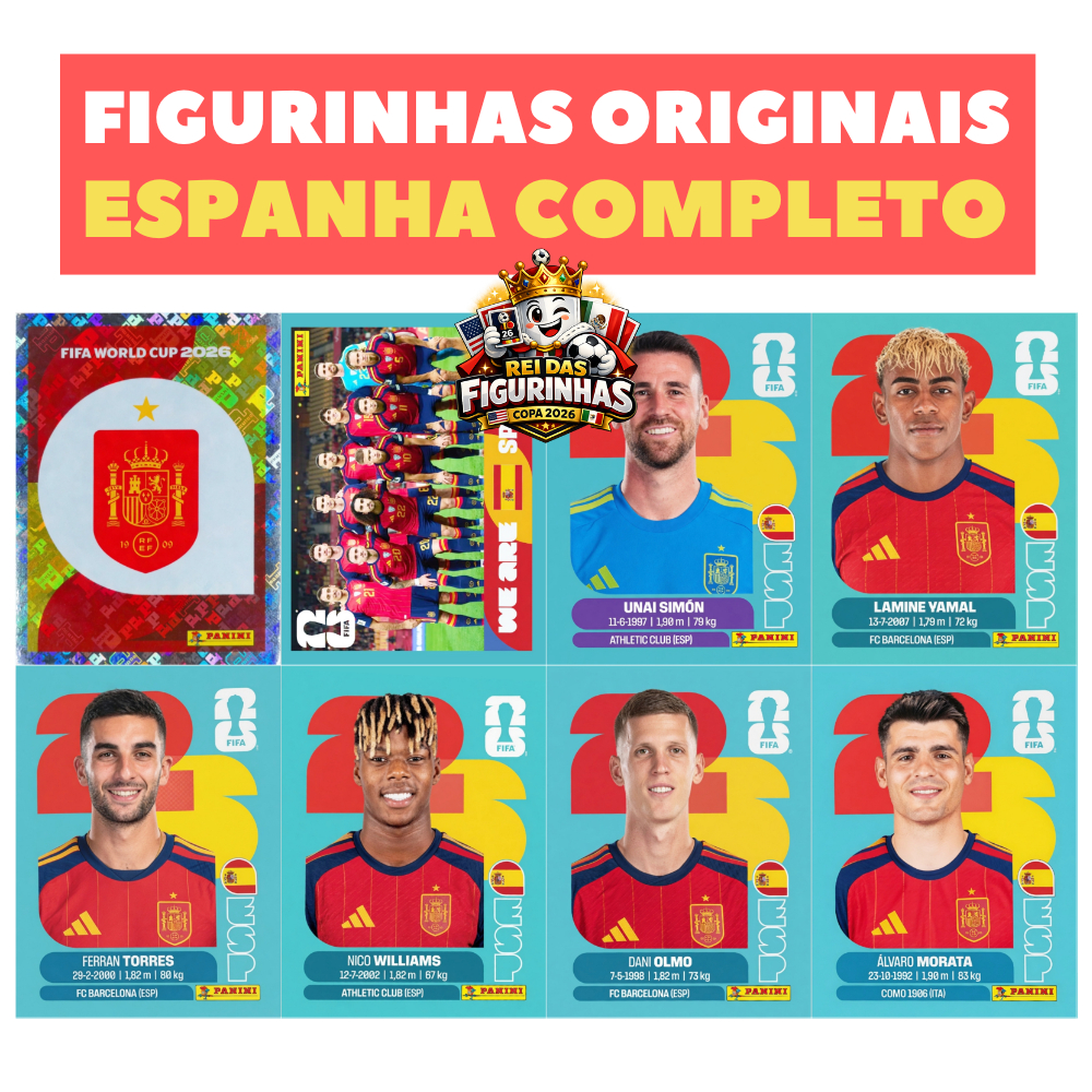 Figurinhas Copa do Mundo Espanha Original Lamine Yamal Rodri 2026 Complete Seu Album