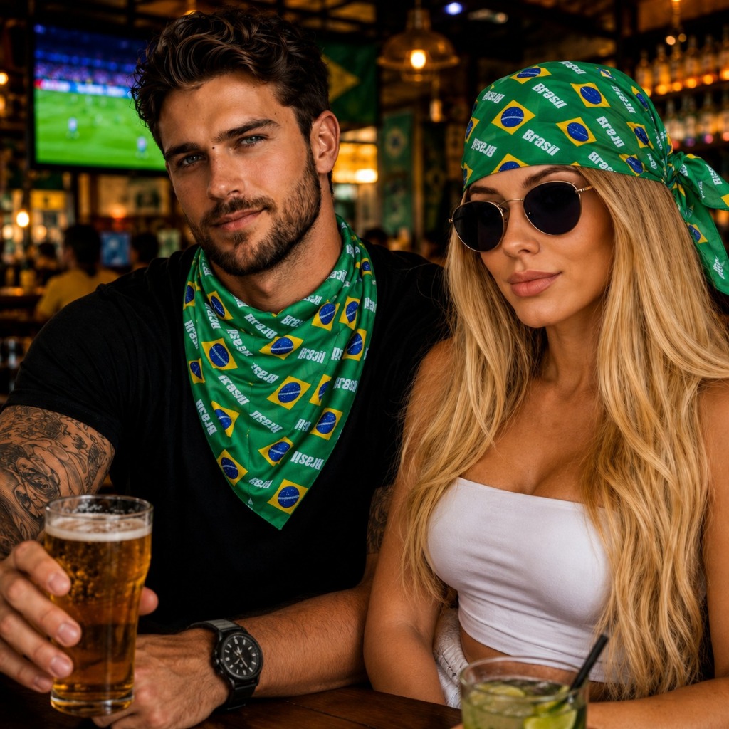 Bandana Brasil Lenço Unissex Estilo Fashion Acessório Versátil Moda Casual Festa e Eventos