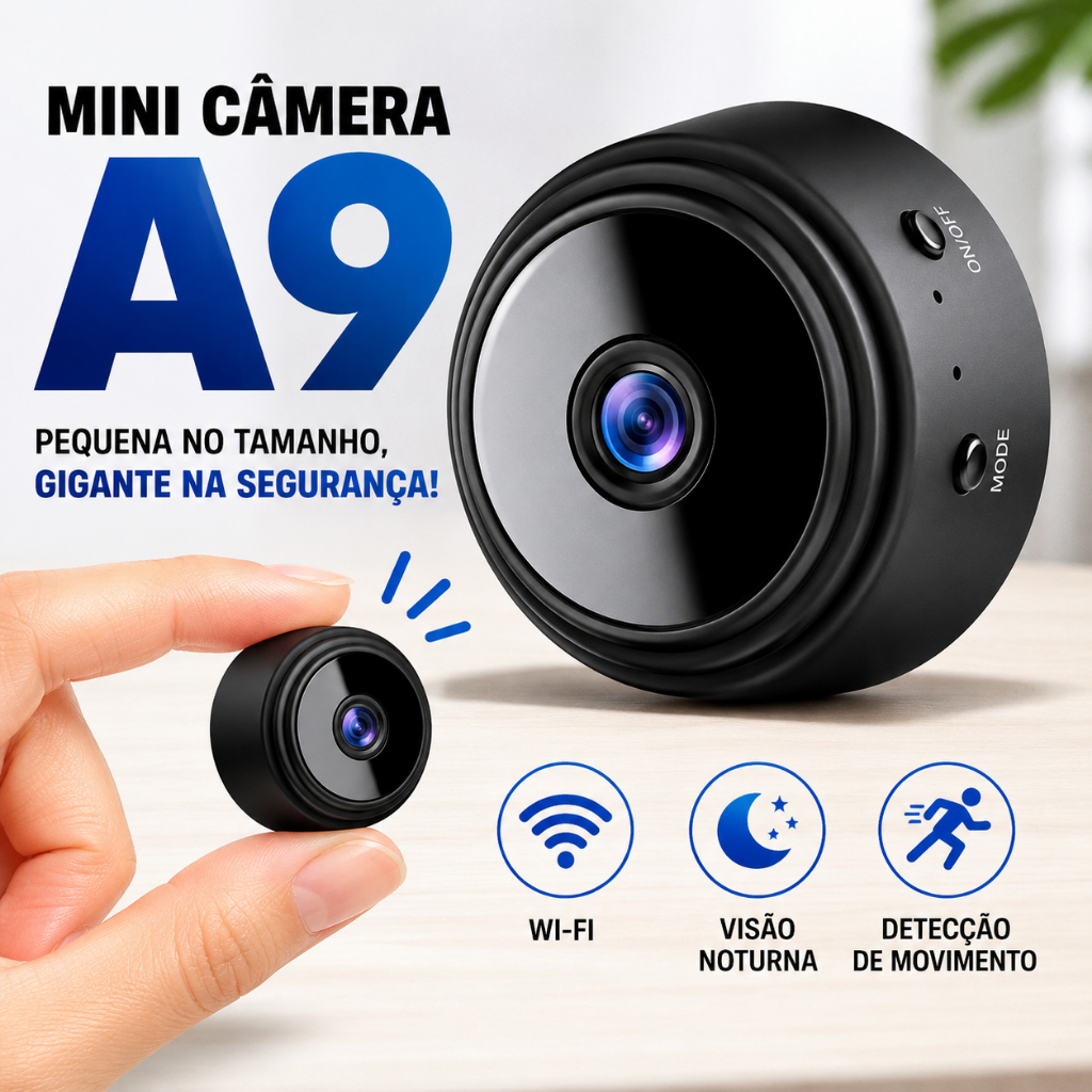 Mini Câmera Espiã WiFi Full HD 1080p Visão Noturna Detecção Movimento Áudio App