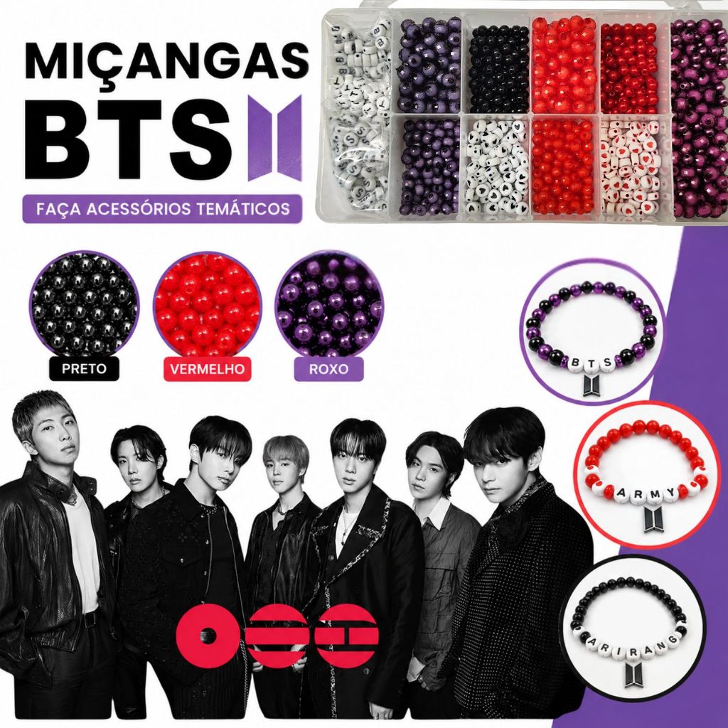 Kit BTS Miçangas Pérolas E Entremeios Personalizar Pulseiras Acessórios