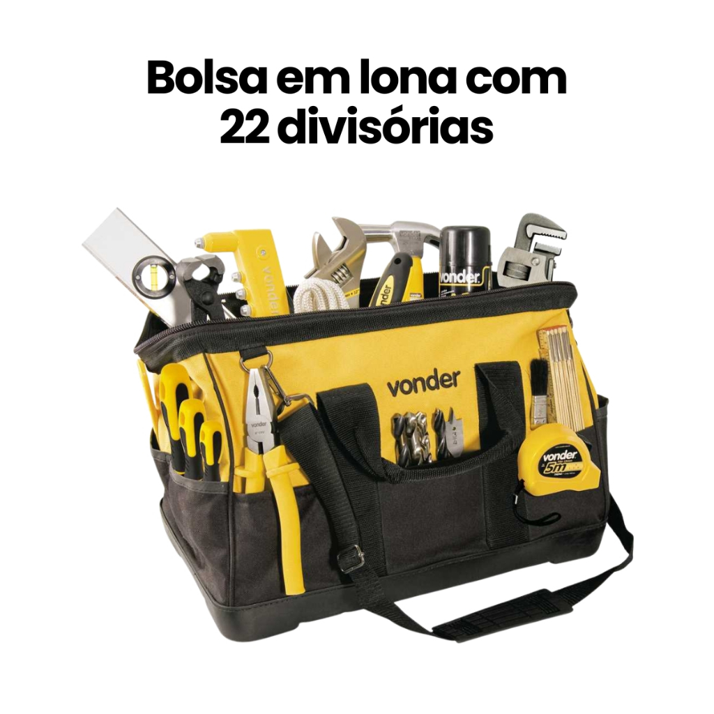 Bolsa para Ferramentas em Lona Reforçada com Alça e Bolsos BL016 Vonder