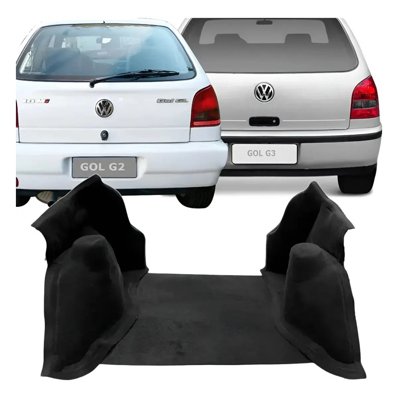 Carpete Forração Porta Mala Kit Três Moldado Gol Bola Fiat Uno Fiat Palio Ford Fiesta Cores Preto Grafite Chumbo