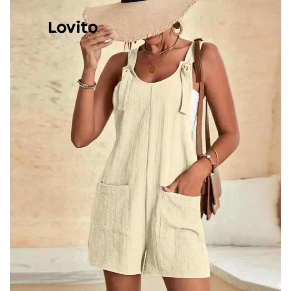 Lovito Jardineira Feminina com Bolsos Frontais JRNS43BX077