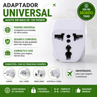 1, 2 ou 3 Adaptador P/ Tomada Beijamin Universal Internacional Padrão Europeu Para Brasil 110V/220V