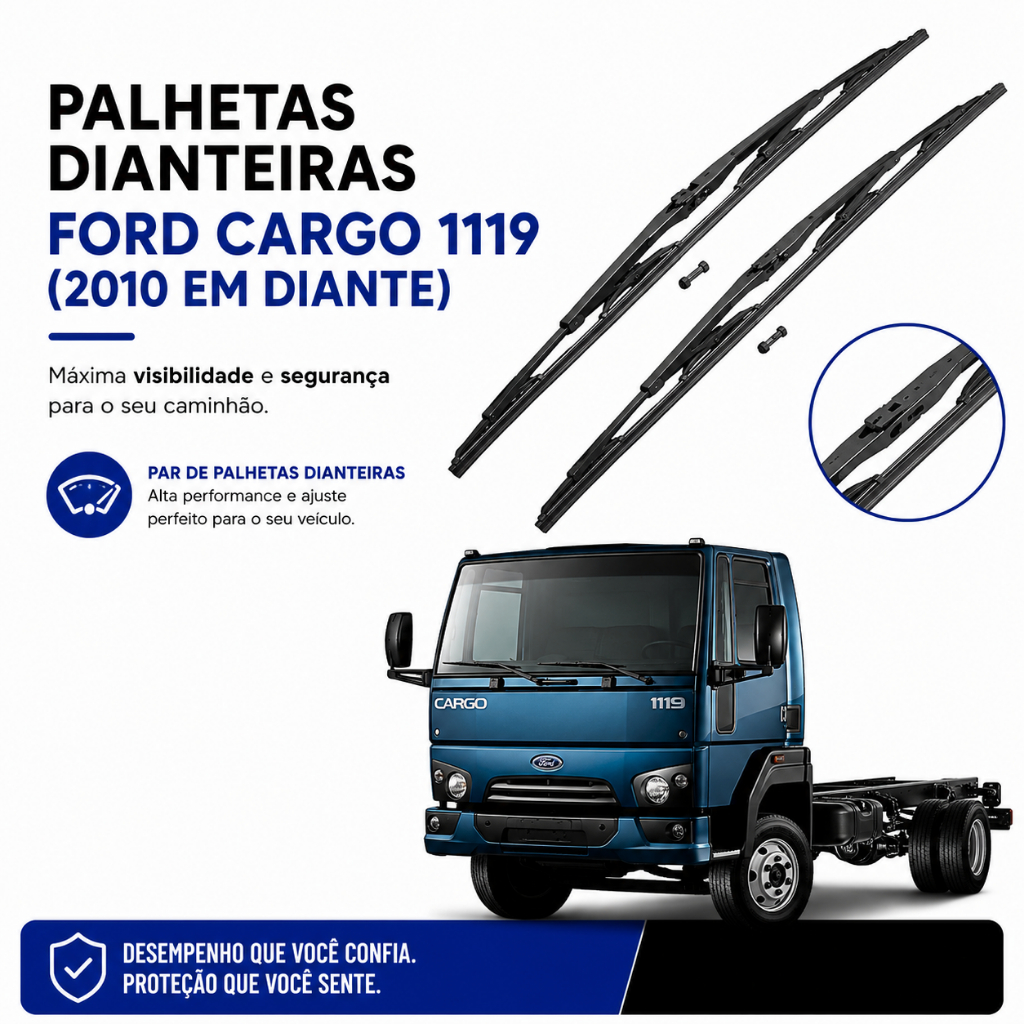 Par Palheta Limpador Dianteiro Ford Cargo 1119 2010 2011 2012 a 2024 2025 2026 Paleta Parabrisa