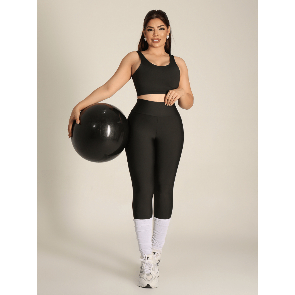 Conjunto Calça Legging e Top Academia Treino Feminino Fitness Zero Transparencia