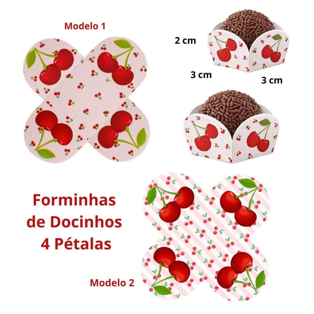 Forminha de Doces Cerejinha/Cereja Personalizado /Lembrancinha de Festa /Aniversário no tema