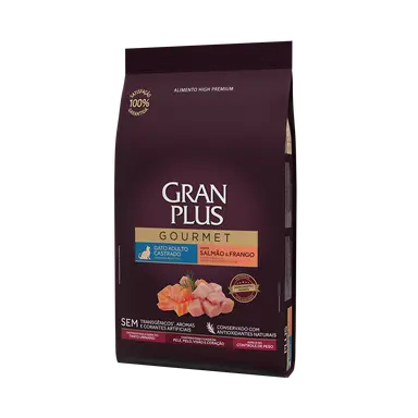 GRANEL DE Ração GranPlus Gourmet Gatos Adultos Castrados Salmão Frango Granel 1kg