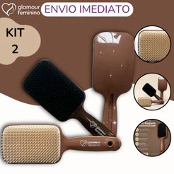 Kit 2 - Escova Raquete PremiumFlex - Pra Cabelo - Para Desembaraçar Cabelos -Glamour Feminino