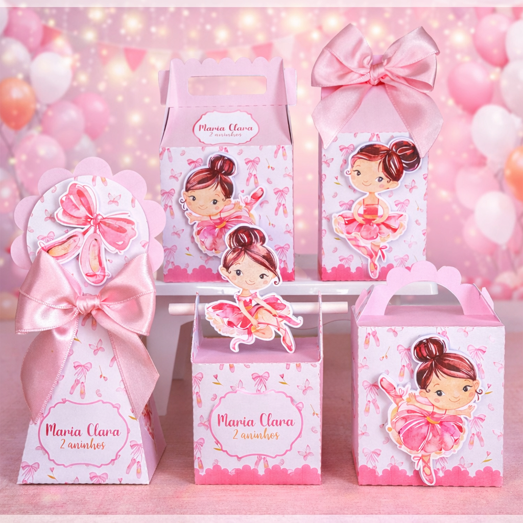 Kit Festa Infantil BAILARINA Pegue e Monte Lembrancinhas - Aniversário -Personalizados