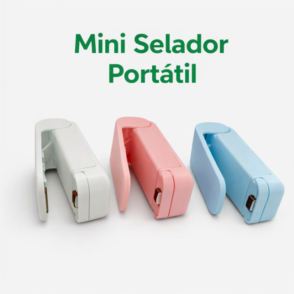 Mini Selador Portátil a Pilhas — Para Selar e Fechar Embalagens Ideal Para Casa Cozinha e Viagens