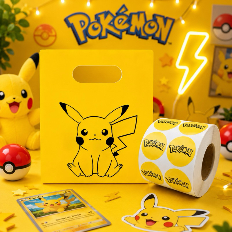 Kit Sacolas Personalizadas 16x20 Pokemon Pikachu Oferta!!!