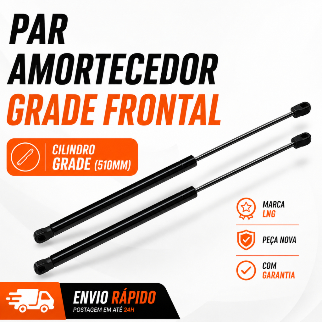 Par Amortecedor Mola Gas Grade Frontal Volvo Fh12 94 2006 Compatível - CILINDRO GRADE (510MM)