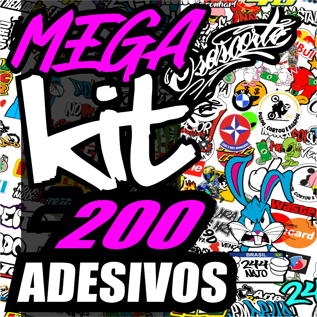 Kit 200 Super Adesivo Para Moto Bike Carro Alta Resolução Super Cartela aprova d'agua VINIL