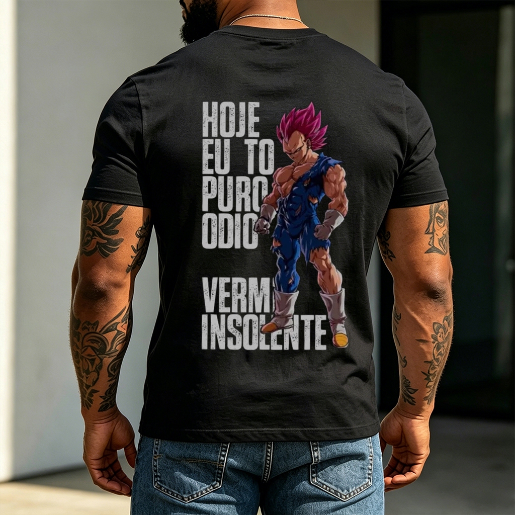 Camiseta Unissex Oversized Plus Size Feminina Masculina Treino Puro Odio Verme Confortavel Premium Academia Maromba Anim