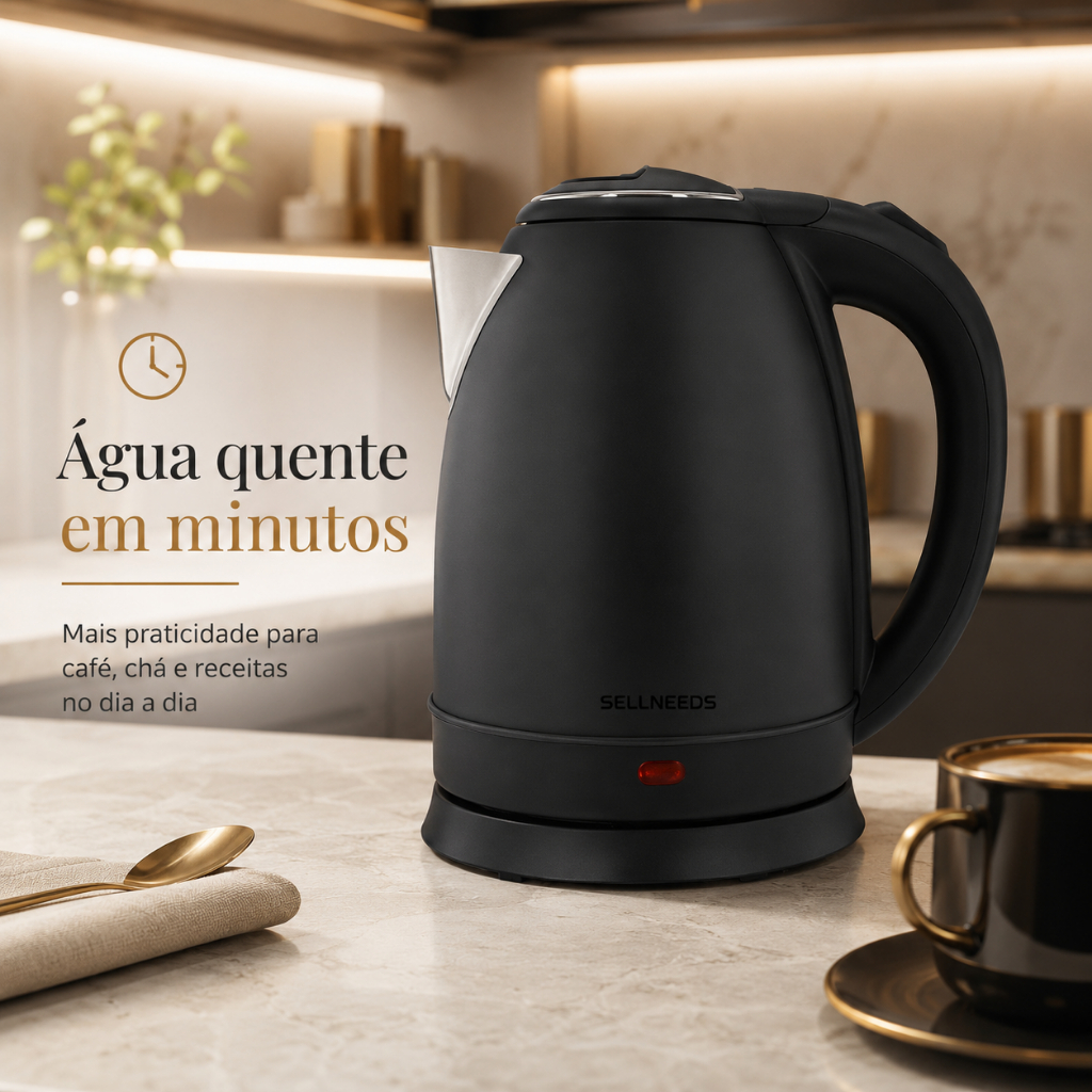 Chaleira Elétrica Jarra 1.8L Café Chá Inox 110v Preto Matte · foto 2
