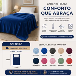 Cobertor Manta de Microfibra Liso Solteiro 150x220cm – Camesa