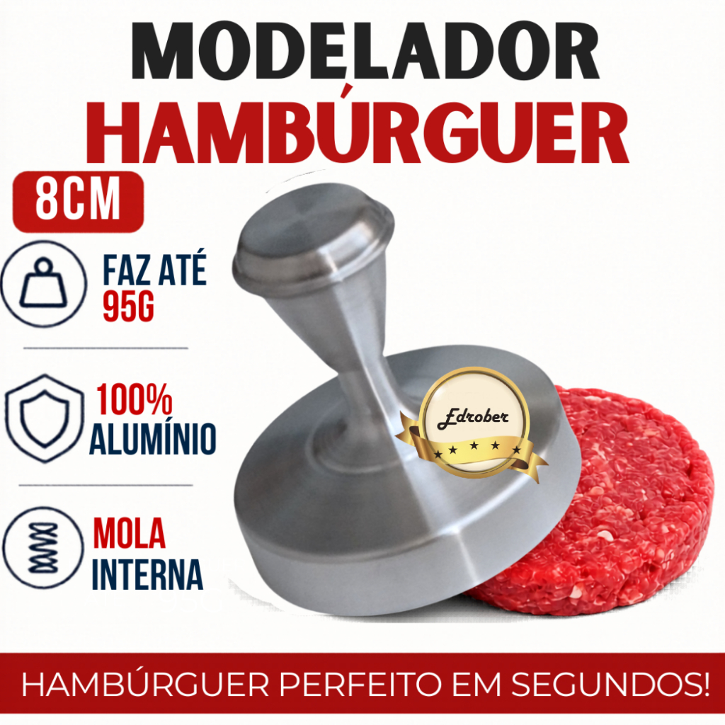 Modelador Hambúrguer 8 Cms Forma Prensador Molde Americano Profissional Hamburgueria Lanches Chapa