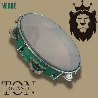 Pandeiro Profissional - GREEN - 08´ Abs l Pele de Nylon l Platinela de aço