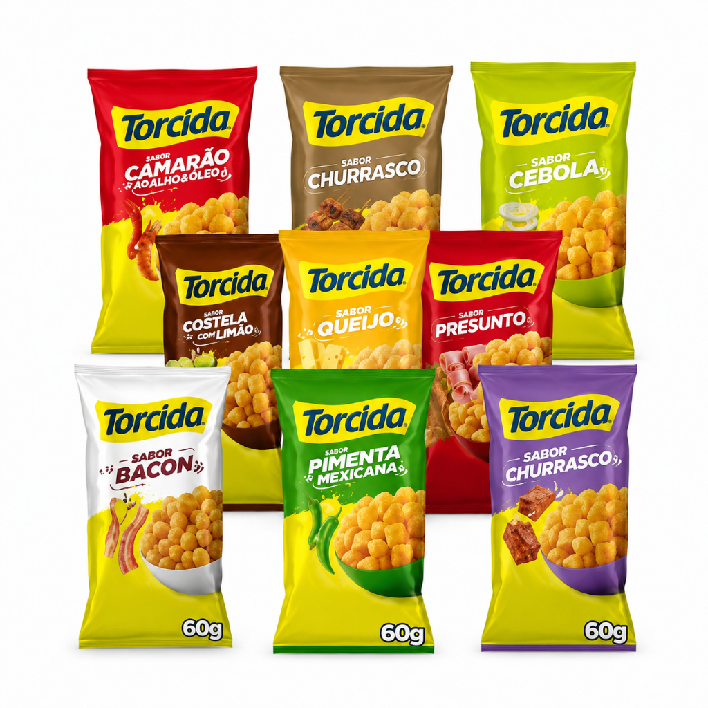 Kit Salgadinho Torcida 60g Petisco Lanche Combo Aperitivo Barato Festa Lanchinho Atacado 10 24un