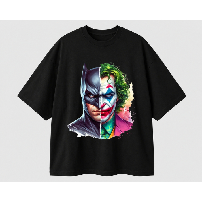 Camiseta Personaliza Oversized Unissex Algodão Streetwear Coringa/ Batman