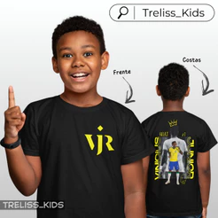 Camiseta Infantil Vini Vinicus Jogador Copa 100% Algodão Futebol Meninos Criança Torcida Premium