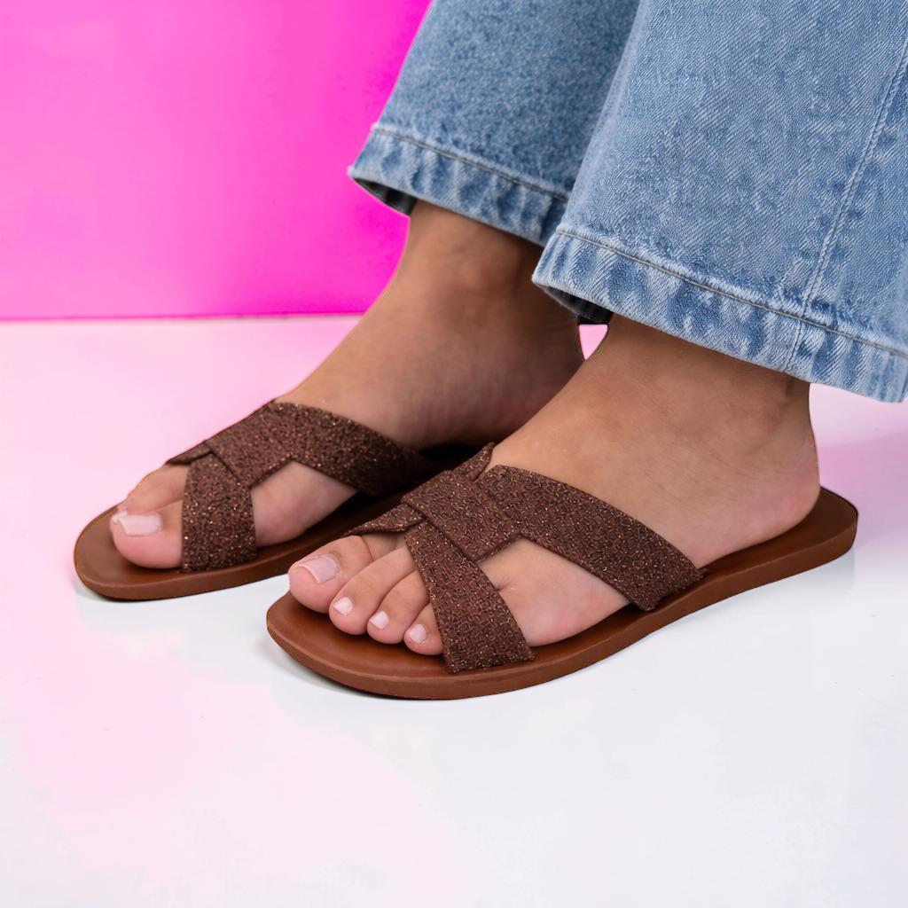 Chinelo Leve Feminino com Laço Brilhoso e Bico Redondo - Achadinhos by mila