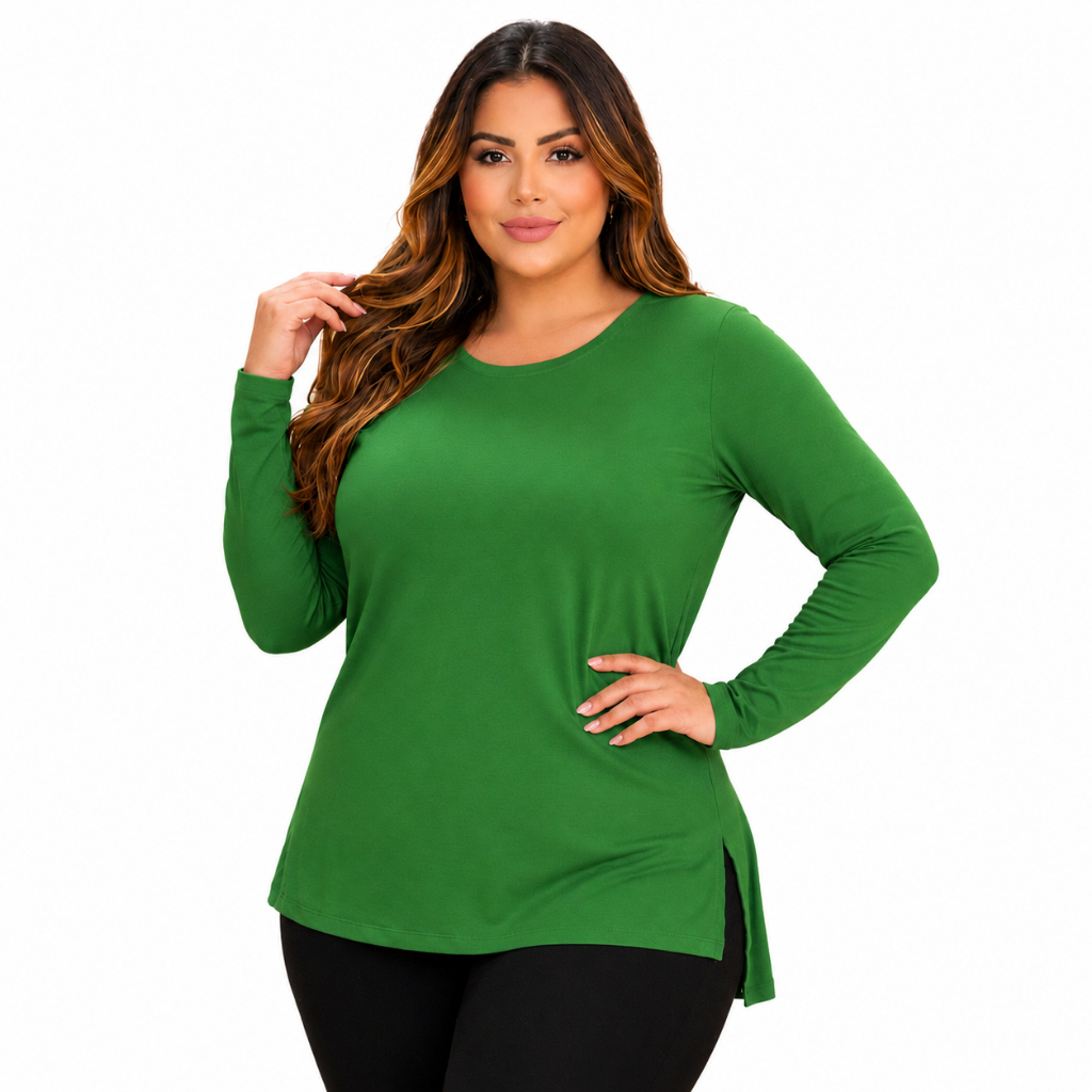 Blusa Feminina Plus Size Frio Manga Longa Inverno Comprida Roupa Academia Festa Junina Segunda Pele