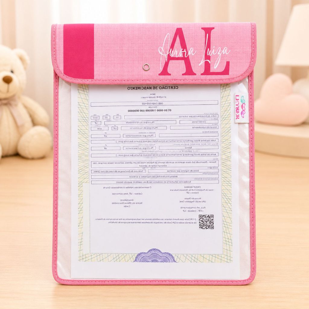 Capa Porta Certidão de Nascimento com Inicial do Nome | Porta Documento Bebê Personalizado | Maternidade