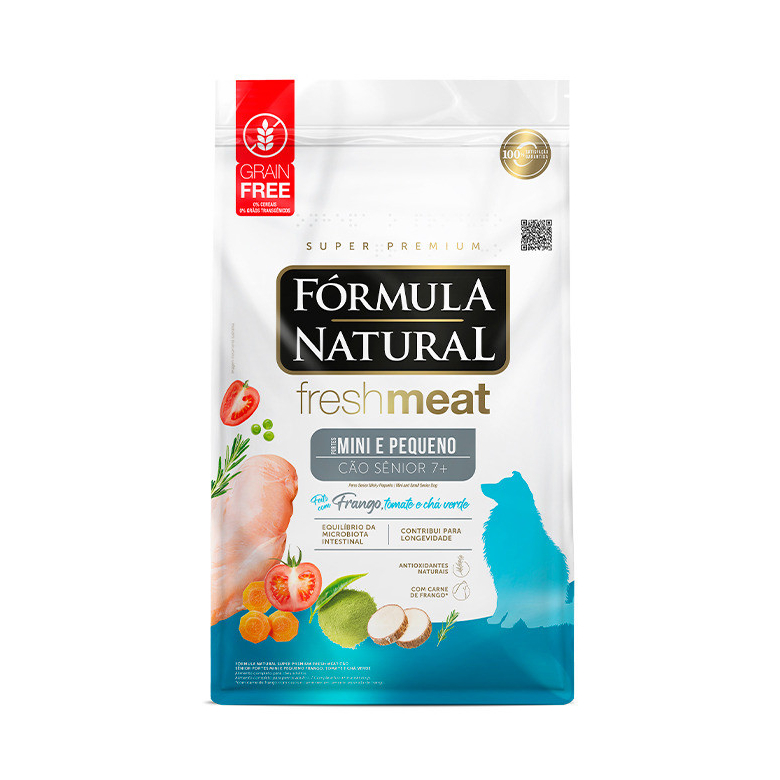 Ração Fórmula Natural Fresh Meat 1Kg Cão Sênior Portes Mini e Pequeno Frango, Tomate e Chá Verde