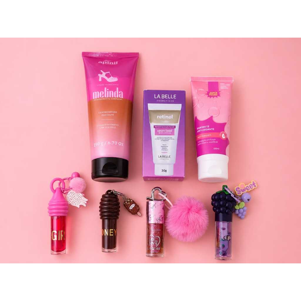 Box  7 Itens / Skin Care/Maquiagem/Gloss Labial
