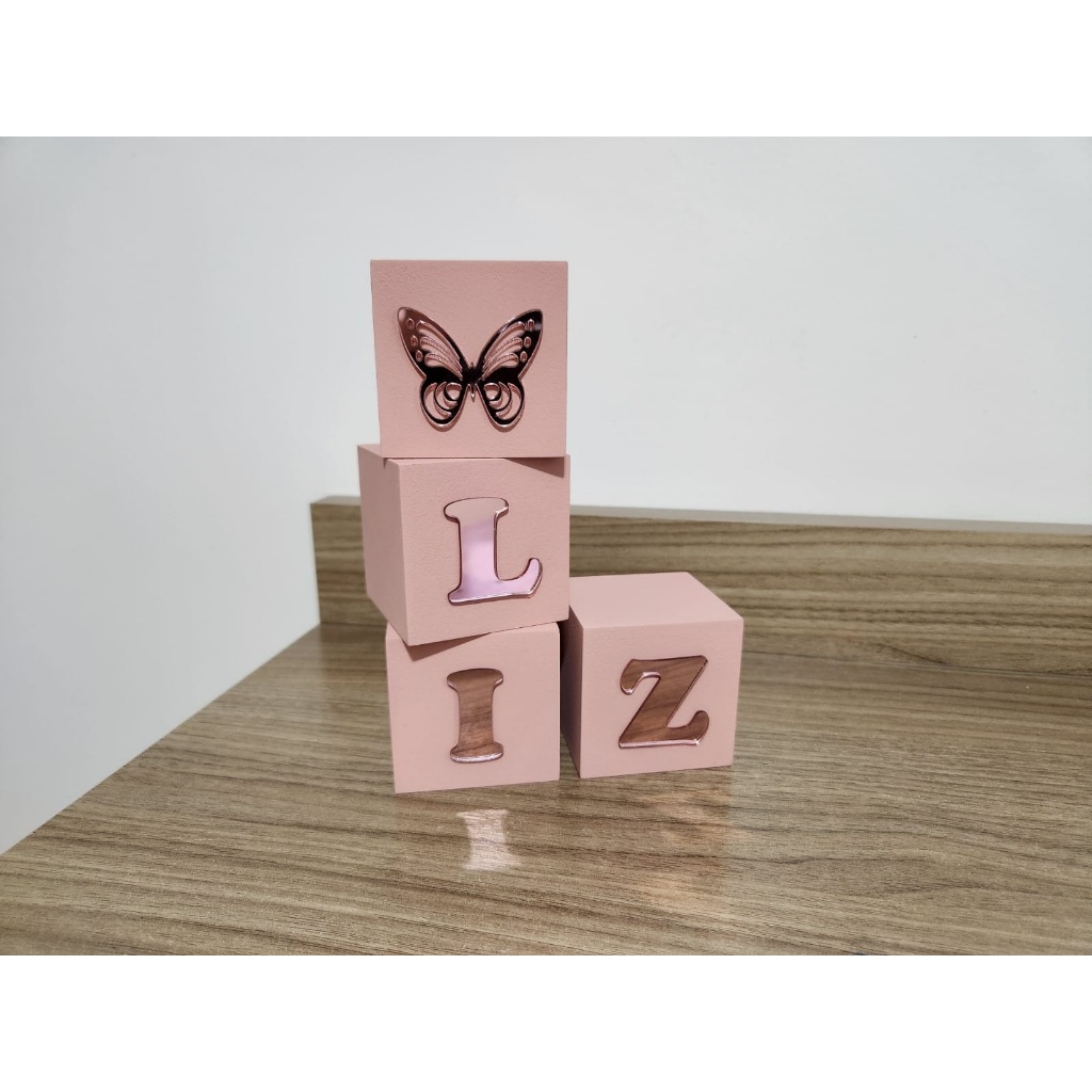 Cubos Dado Mdf Letra Nome Dm Terra Brasil - Postamos em 2 dias úteis - Quarto Decoração Dado Letra