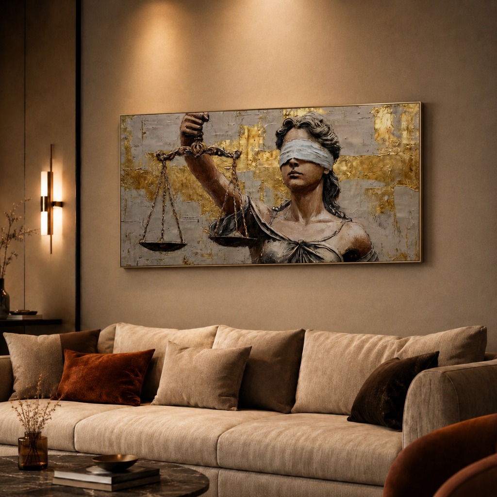 Quadro Decorativo 1 Peça Deusa da Justiça Themis Direito Advocacia Luxo
